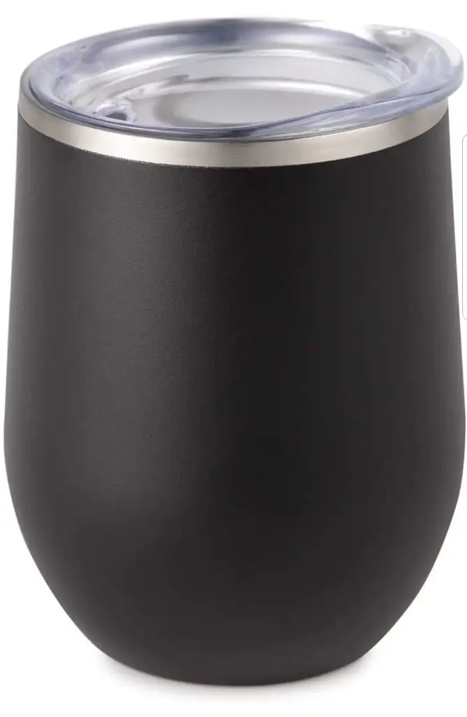 Vaso Huevo Acero Inoxidable Doble Grabado Láser 355ml (Negro)
